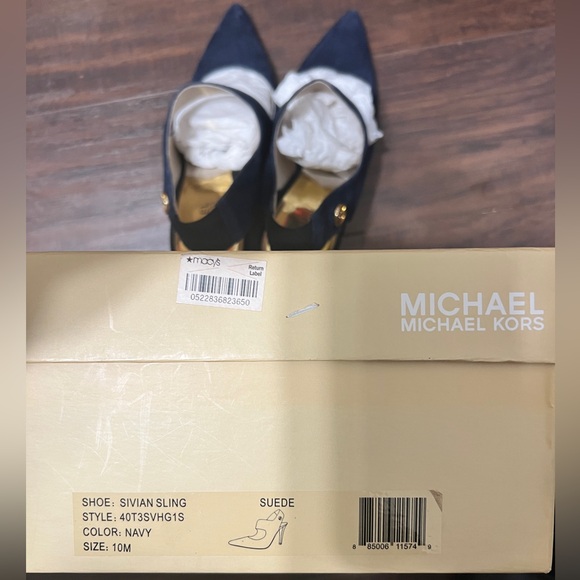 Michael Kors Navy Blue Suede Heels - Picture 3 of 4